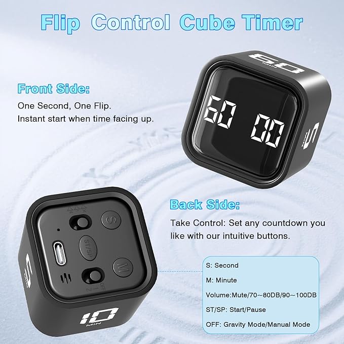 Cube Pomodoro Timer, Desk Productivity Timer 5/10/30/60 Minutes & Custom - Image 3