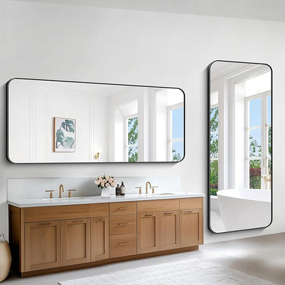 Large Bathroom Mirror, 72x30 inch Black Metal Frame Rectangular Vanity Mirror - Image 4