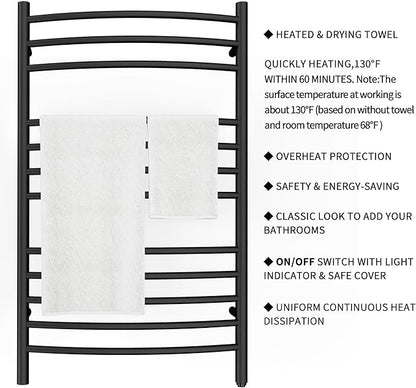 HEATGENE Towel Warmer Wall Mount Electric Plug-in/Hardwired Heated Towel Rack - Image 3