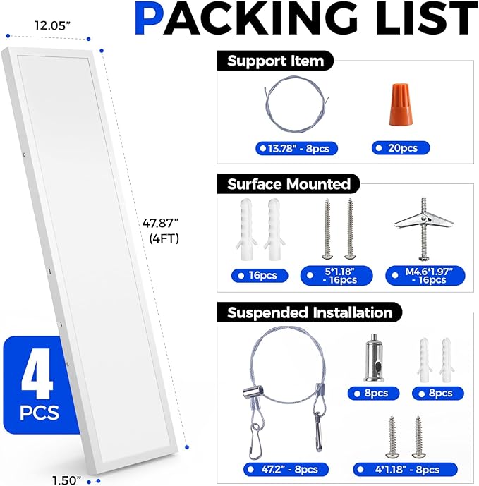Barrina 1x4 LED Flat Panel Light Surface Mount, 8640LM 72W, 0-10V Dimmable - Image 9