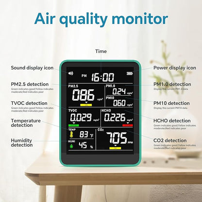 Air Quality Monitor Indoor, 13-in-1 Smart Air Quality Tester - Image 2