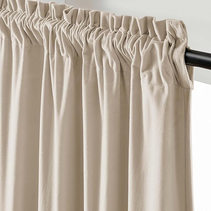 Lazzzy Velvet Blackout Extra Long Curtains Thermal Insulated Room Window Drapes - Image 3