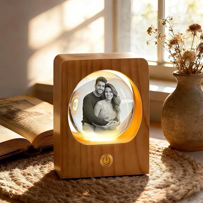 Gloryage Personalized 3D Crystal Photo Lamp – Custom Engraved Memory Ball by Unknown