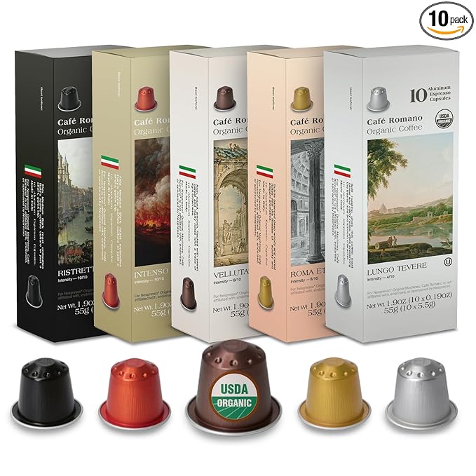 Organic USDA Café Romano Coffee Aluminum Espresso Pods by CafeRomano
