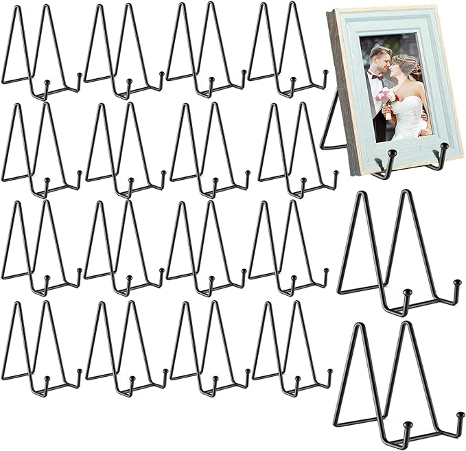 18 pcs 4.5in Plate Stands for Display, Metal Plate Holders Display Stands Can by 24ozRibbedGlassCup