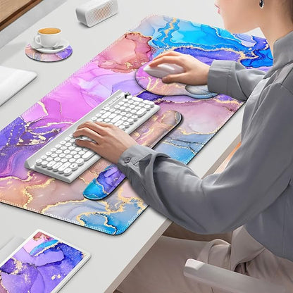 Gaming Mouse Pad, Large Desk Mat, Cute Desk Pad Protector, 4in1 XXL Mousepad + - Image 9