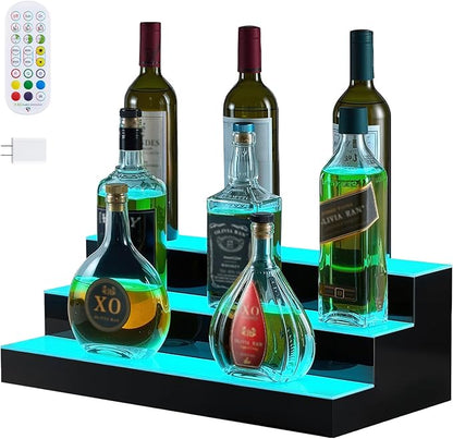VEVOR LED Lighted Liquor Bottle Display, 3 Tiers 20 Inches Whiskey Rack - Image 9