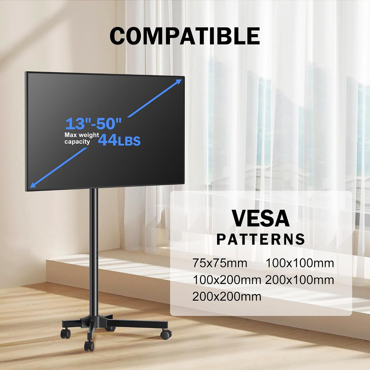 XINLEI Mobile TV Carts, Rotating Rolling TV Stand on Wheels for 13-50" F...