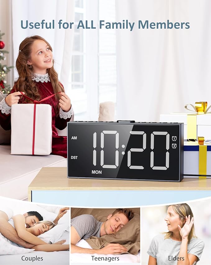 Alarm Clock for Bedroom Heavy Sleepers, Dual Alarms, Weekday/Weekend/Everyday - Image 7