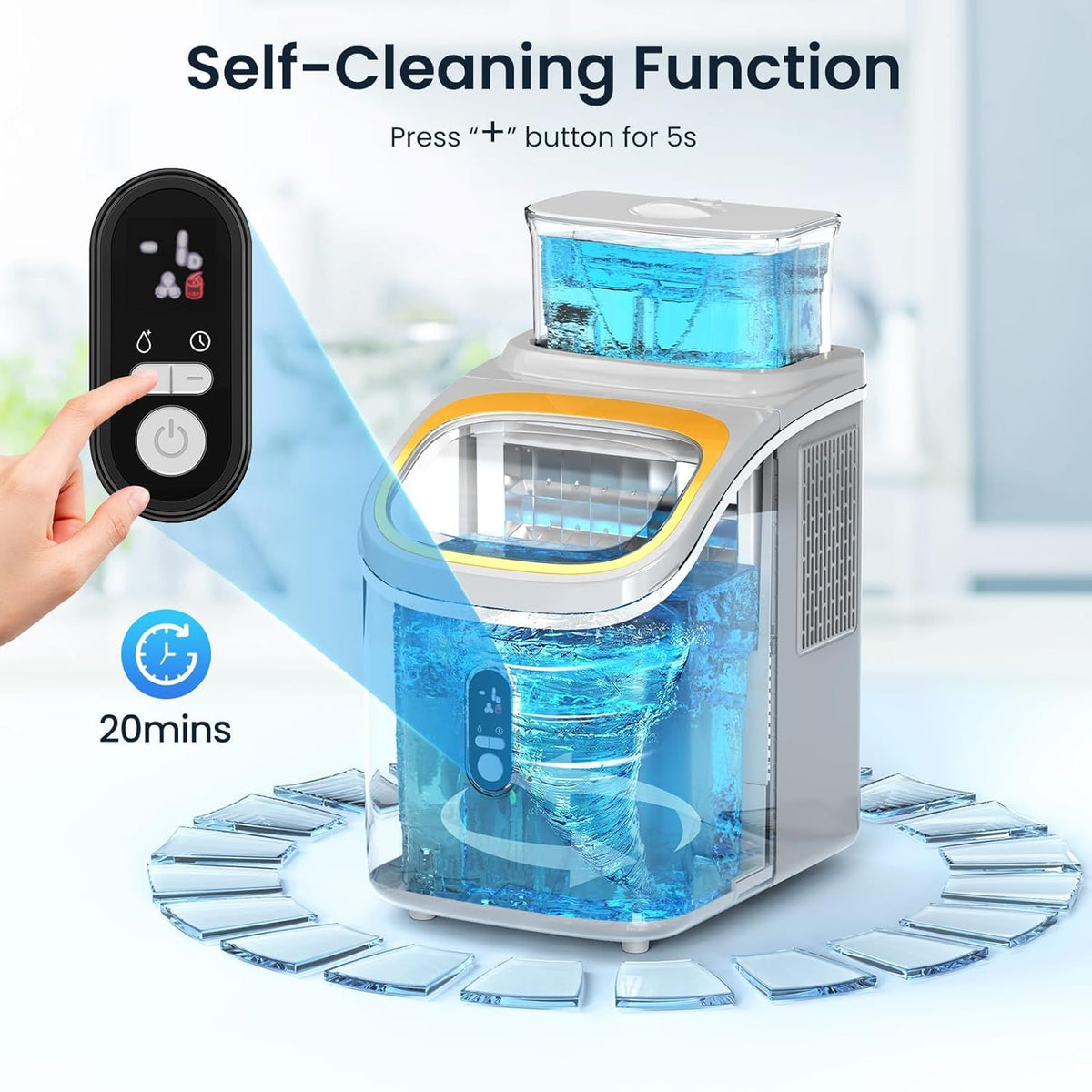 Antarctic Star Countertop Ice Maker Machine, 30lbs/24Hrs, 3 Thickness Ice Cub...