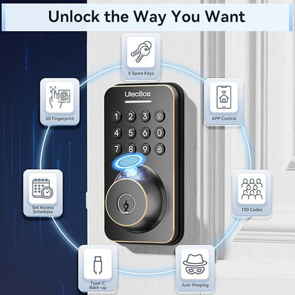 Ulecoce Fingerprint Keypad Deadbolt - Image 2