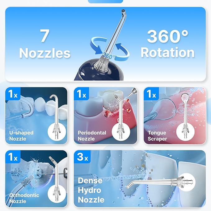 Water Flosser for Teeth, Cordless Oral Irrigator Portable Dental Cleaner Picks - Image 5
