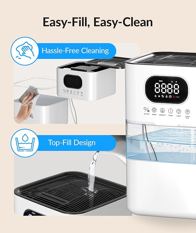 AreShark Humidifier Large Room, 2.2 Gal/8.5L Cool Warm Mist Air Humidifiers - Image 8