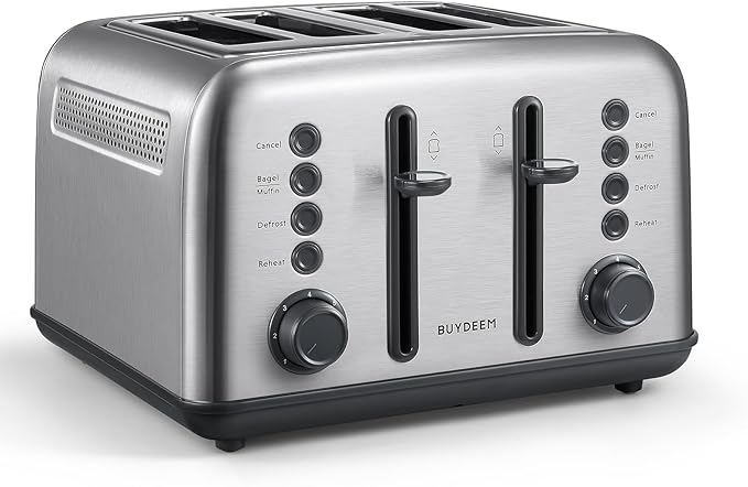 BUYDEEM DT640 Retro 4 Slice Toaster, 7 Shade Settings, Extra Wide 1.5'' Slots - Image 2