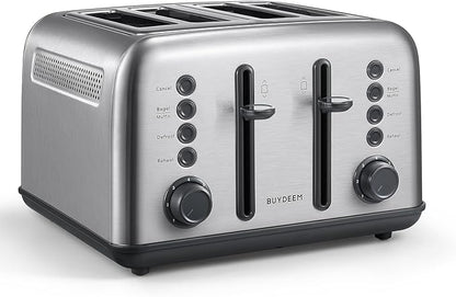 BUYDEEM DT640 Retro 4 Slice Toaster, 7 Shade Settings, Extra Wide 1.5'' Slots - Image 2
