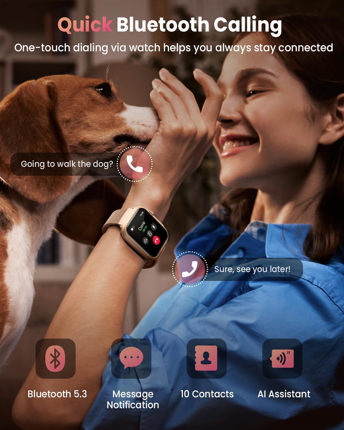 Smart Watches for Women,1.85"Fitness Trackers with Answer/Call,with 2 Bands