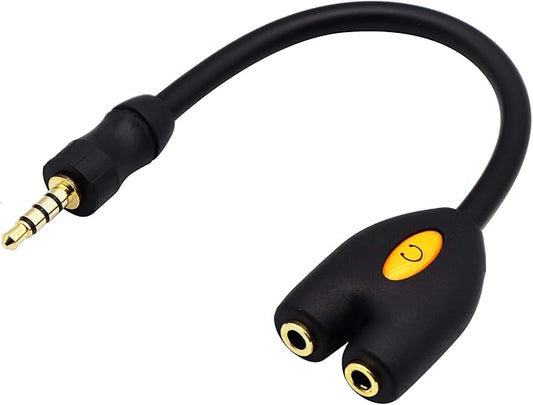 zdyCGTime 3.5mm Audio Headphone Y Splitter Cable 4-Pole 3.5mm AUX Male to 2 by zdyCGTime