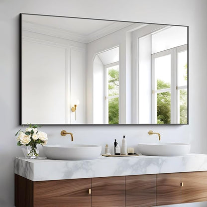 Bathroom Black Mirror, 36x55in Black Rectangle Mirror - Image 3