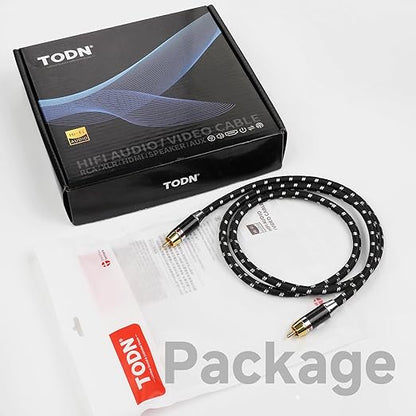 TODN 75-Ohm Coaxial Digital Audio Cable Audiophile 24K Gold-Plated RCA Male - Image 9
