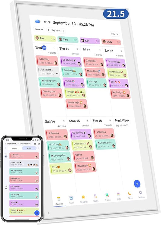 21.5 Inch Digital Calendar, Electronic Chore Chart, Smart Weekly and Monthly by Herncptar