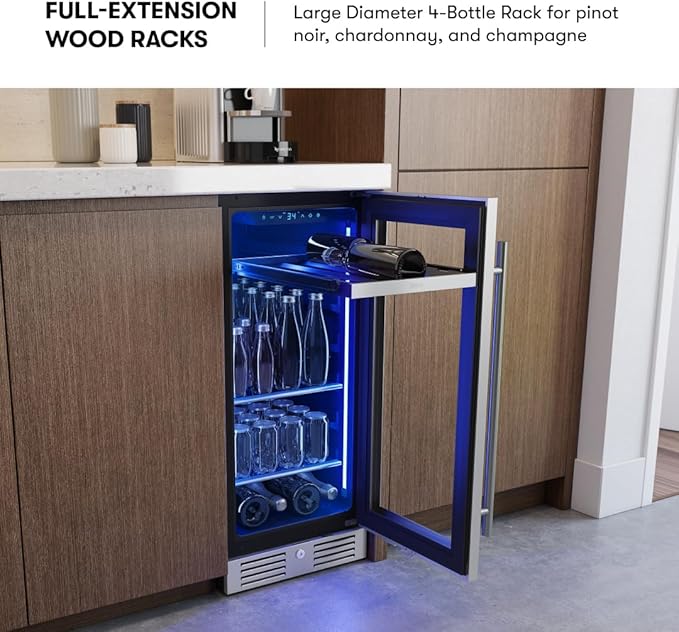 Zephyr Presrv 15" Slim Wine Fridge & Beverage Refrigerator Single Zone Under - Image 5