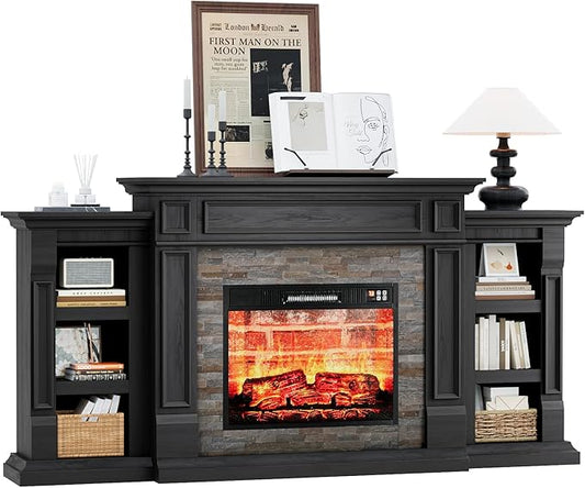 LGHM 72" Fireplace TV Stand for TVs Up to 80 Inch, Electric Fireplace by WelcometoLGHMHome
