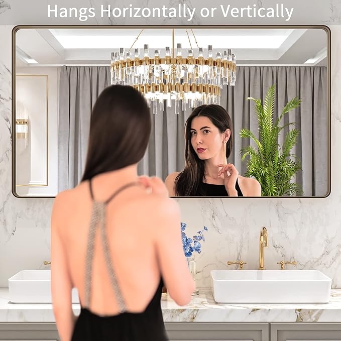 LOAAO 55”X30” Bronze Bathroom Mirrors - Image 2