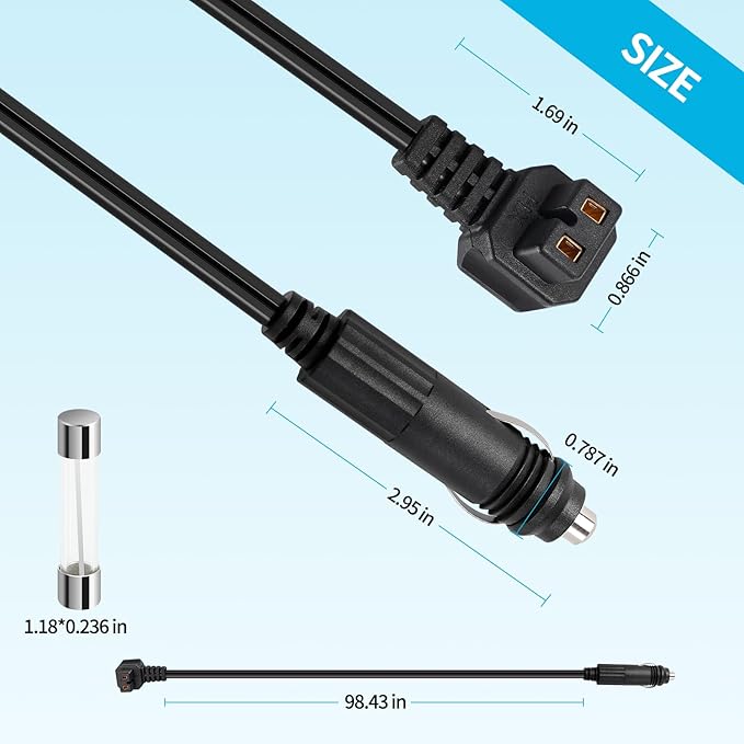 12V/24V DC Power Cord for Car Fridge Freezer、Portable Car Refrigerator，12 Volt - Image 8