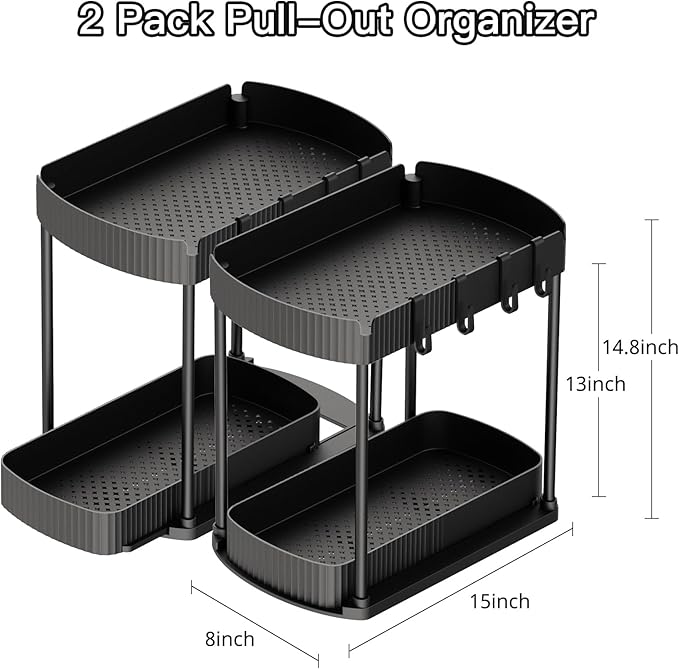 Ukeetap 2 Pack Multi-Purpose Pull-Out Storage Organizers, Under Sink Organizers - Image 2