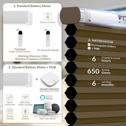 Boolegon No Drill Motorized Cellular Blinds - Image 3