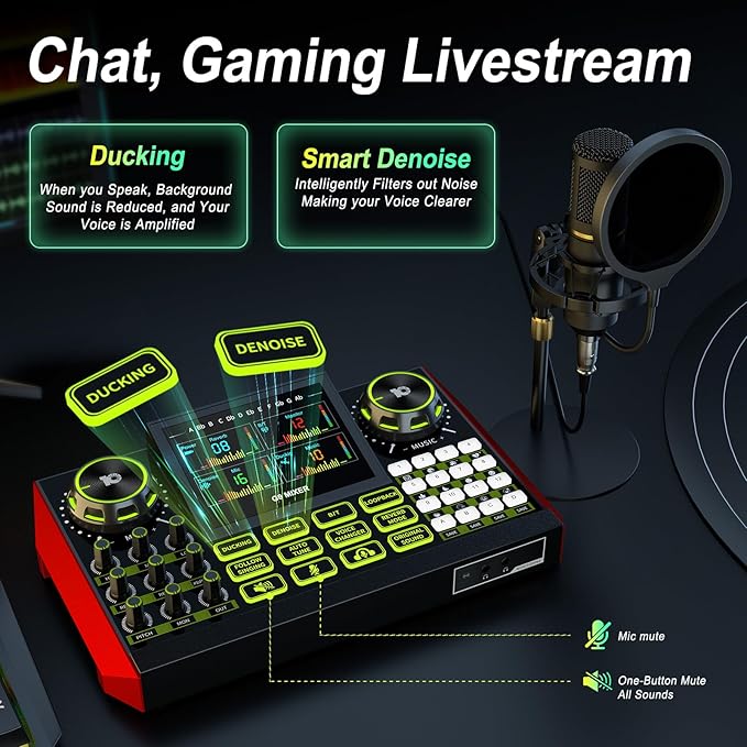 Podcast Microphone Bundle with Live Sound Card Audio Mixer, Podcast Equipment - Image 5