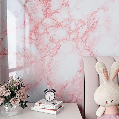Livelynine 24x197 Marble Contact Paper Peel and Stick Countertops Waterproof Hot Pink Marble Wallpaper for Walls Bedroom Shower Bathroom Wall Paper Decor Kitchen Vinyl Wrap Shelves Counter Desk Cover