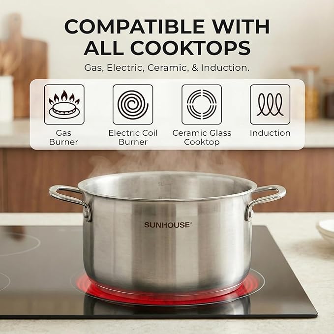 SUNHOUSE 18/8 Stainless Steel Stock Pot - Image 8