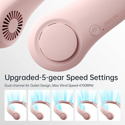 JISULIFE Portable Neck Fan, Hands-Free Bladeless, 5 Speeds, 4000 mAh Battery - Image 3