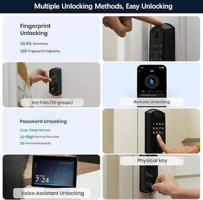 SMRTIPLX Video Smart Lock S398, 4-in-1 Camera + Video Doorbell + Fingerprint - Image 2