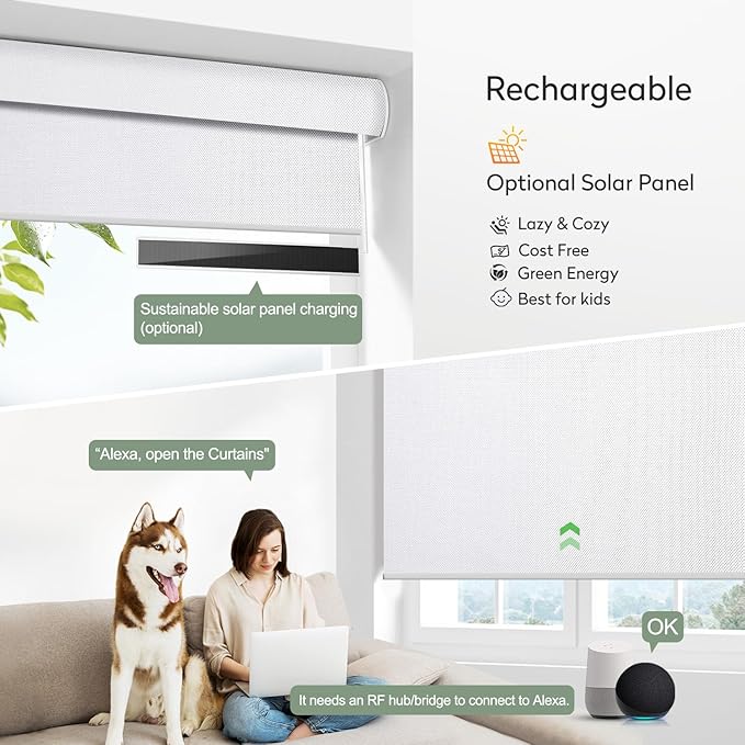 Zshine Motorized Blackout Window Blinds Customize Width Remote Control Wireless - Image 4