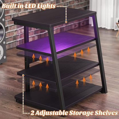 Besiost AV Media Stand with Outlets, Media Console with LED Lights, Stereo - Image 6