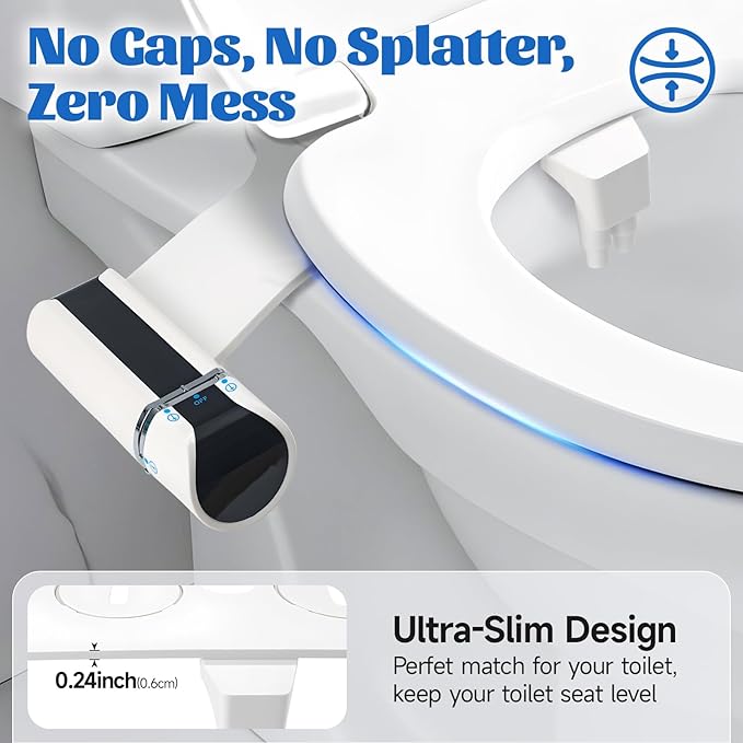 Bidet Attachment, Self-Cleaning Dual Retractable Nozzles Bidet, Ultra Slim - Image 4