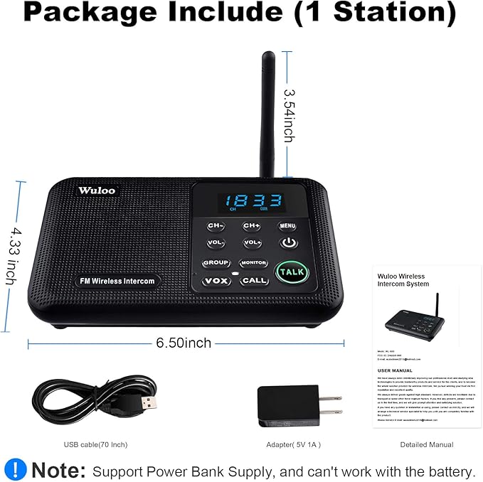 Expandable for Wuloo Intercoms Wireless for Home WL888, 1 Mile Range 22 Channel - Image 7