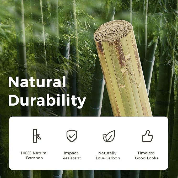 OUZUGIE 2 Pack 96x48 Inch Natural Bamboo Wall Panel – Green Burned Pole Wrap - Image 7