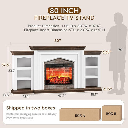LGHM 80" Fireplace TV Stand for TVs Up to 90 Inch, Electric Fireplace - Image 8