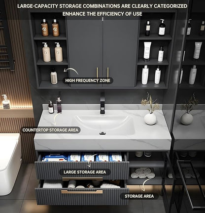 Floating Bathroom Vanity with Sink, 36IN Bathroom Vanities Cabinet Includes LED - Image 7