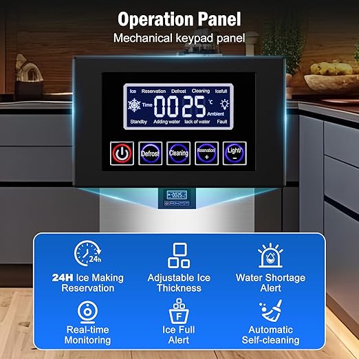 Commercial Ice Maker Machine 350 Lbs/24H, 60 Lbs Ice Bin, Undercounter Ice - Image 3