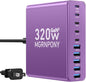 320W USB C Charger Block, 10-Port USB C Charging Station GaN III PD 65W Laptop by MGRNPONY