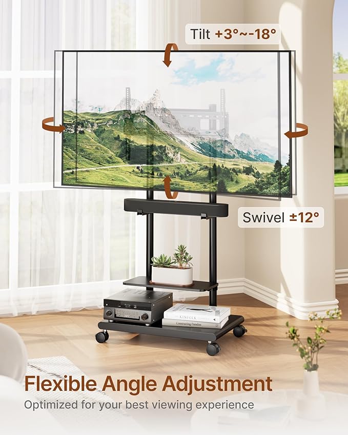 ECOTINY Steel Base Rolling TV Stand - Image 2