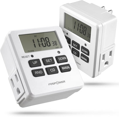 Fospower 7 Day Digital Timers for Electrical Outlets Indoor, Heavy Duty Dual by FosPower