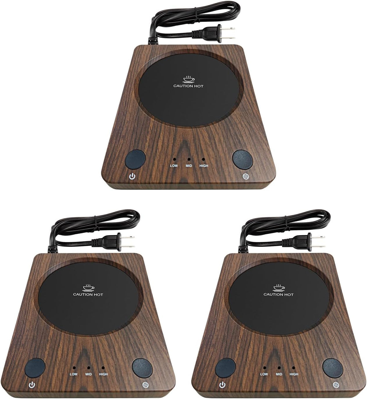 SEALON M03B Wood 3 Pack Beverage Warmer with 4H Auto Shut-Off & FCC Certi...