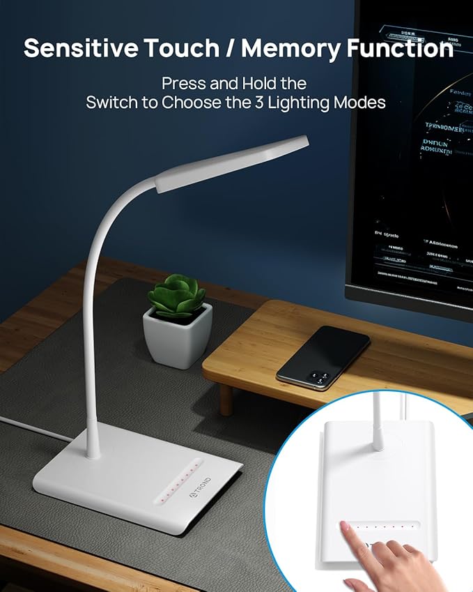 TROND Desk Lamp, Bright Dimmable Eye-Caring Table Lamp, 3 Color Modes 7 - Image 7