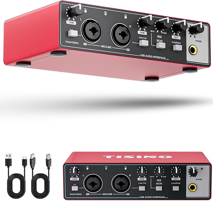 TISINO Audio Interface 24Bit/192kHz, USB Audio Interface by Tisino