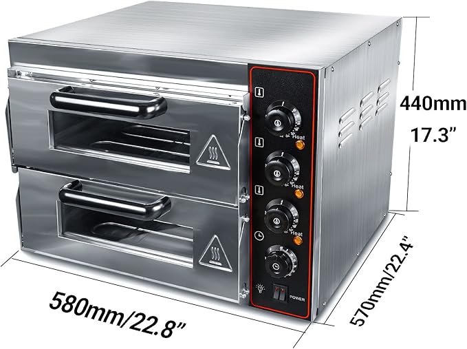 Shikha Commercial Pizza Oven 16 inch Pizza Double Deck 3000W 110V Electric Oven - Image 5